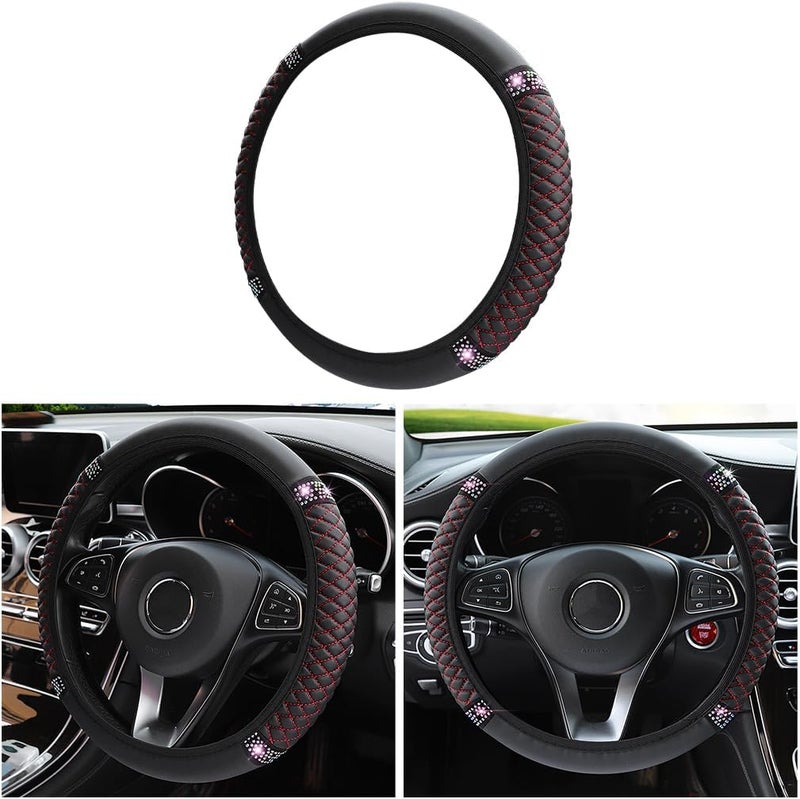 Fekey&JF Bling Soft Leather Steering Wheel Cover with Rhinestones - Image 1