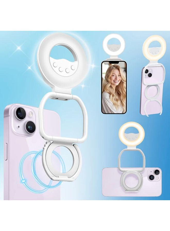 White Magnetic Selfie Ring Light With Stand Rechargeable Portable For Videos Vlog - Image 2