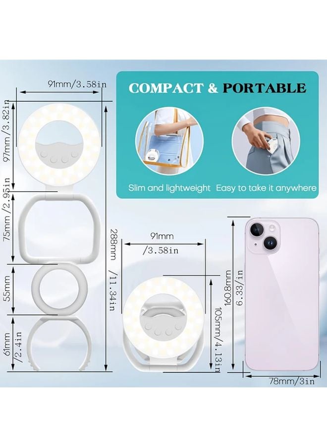 White Magnetic Selfie Ring Light With Stand Rechargeable Portable For Videos Vlog - Image 3