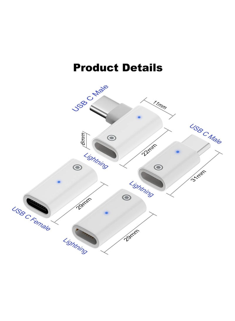Captaintech Charging Adapter Compatible with Apple Pencil 1st Generation, Light USB C Male to Pencil 1st Gen Adapter, Female to Female Charger Connector, Four Charging Schemes (4 Pack)  - Image 4