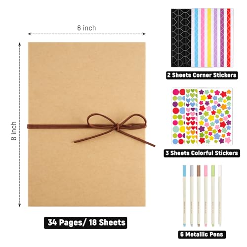 Mauproy 6 x 8 Inch Small Scrapbook Album with Brown Pages, Stretchable Folding Photo Album with DIY Accessories Kit, Hardcover Memory Book Accordion Adventure Scrapbook - Image 2