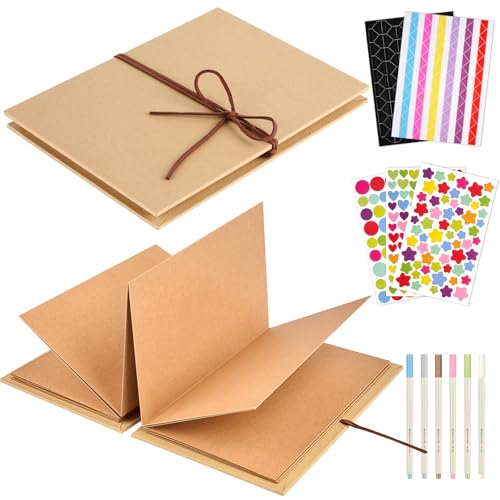 Mauproy 6 x 8 Inch Small Scrapbook Album with Brown Pages, Stretchable Folding Photo Album with DIY Accessories Kit, Hardcover Memory Book Accordion Adventure Scrapbook - Image 1