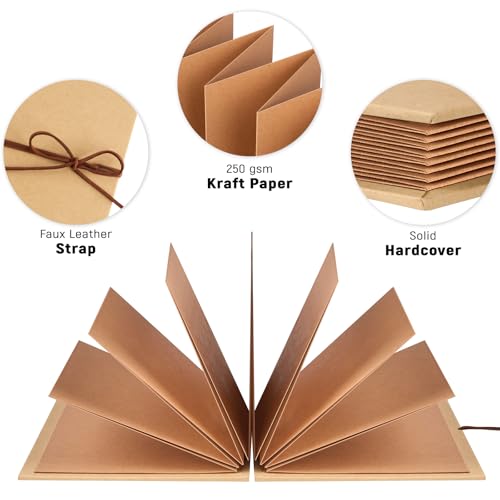 Mauproy 6 x 8 Inch Small Scrapbook Album with Brown Pages, Stretchable Folding Photo Album with DIY Accessories Kit, Hardcover Memory Book Accordion Adventure Scrapbook - Image 3
