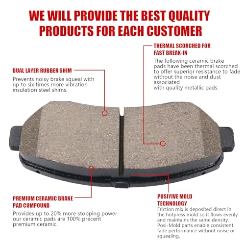HYFTJYZ Front Brake Pads Compatible with 2009-2014 2016-2023 Nissan Maxima, 2009-2012 Sentra, 2014-2017 Juke Ceramic Brake Pads with Hardware Replacement(HZ1374) - Image 2