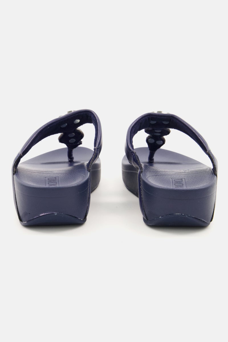 XOXO Women Slip On Open Toe Casual Sandals, Navy - Image 3