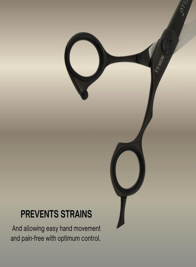 FOLELLO - Professional Barber Right Handed Hair Cutting Scissors - Sharp Barber Shears Set - Stainless Steel - Adjustment Ball bearing Screw & Clean Oil & Cloth - 5.5" Scissors, Black - Image 4
