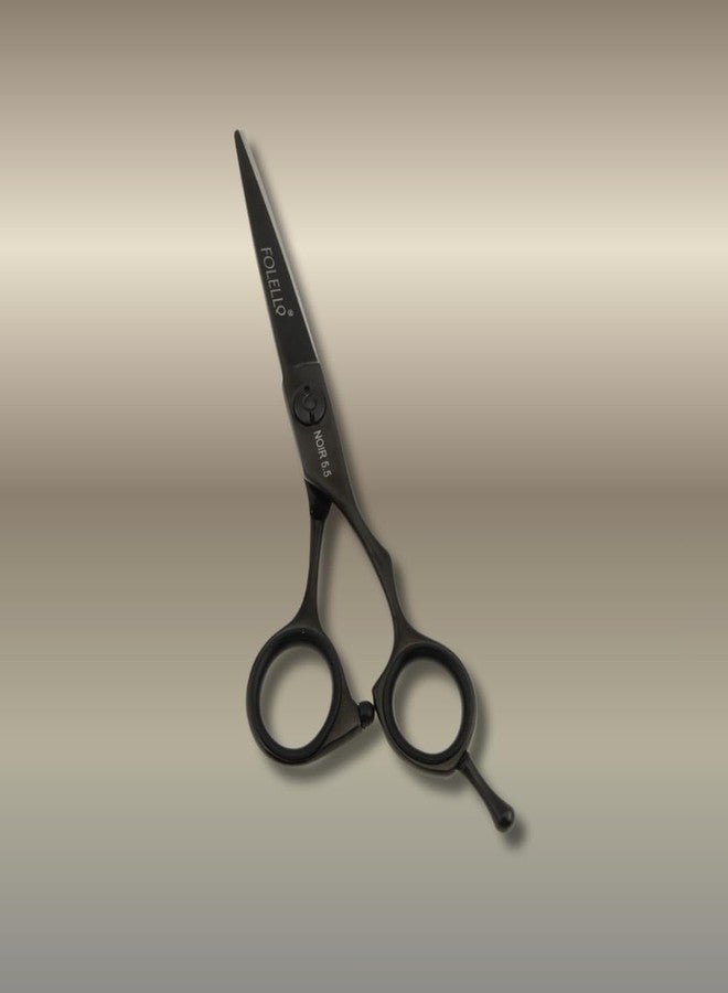 FOLELLO - Professional Barber Right Handed Hair Cutting Scissors - Sharp Barber Shears Set - Stainless Steel - Adjustment Ball bearing Screw & Clean Oil & Cloth - 5.5" Scissors, Black - Image 3