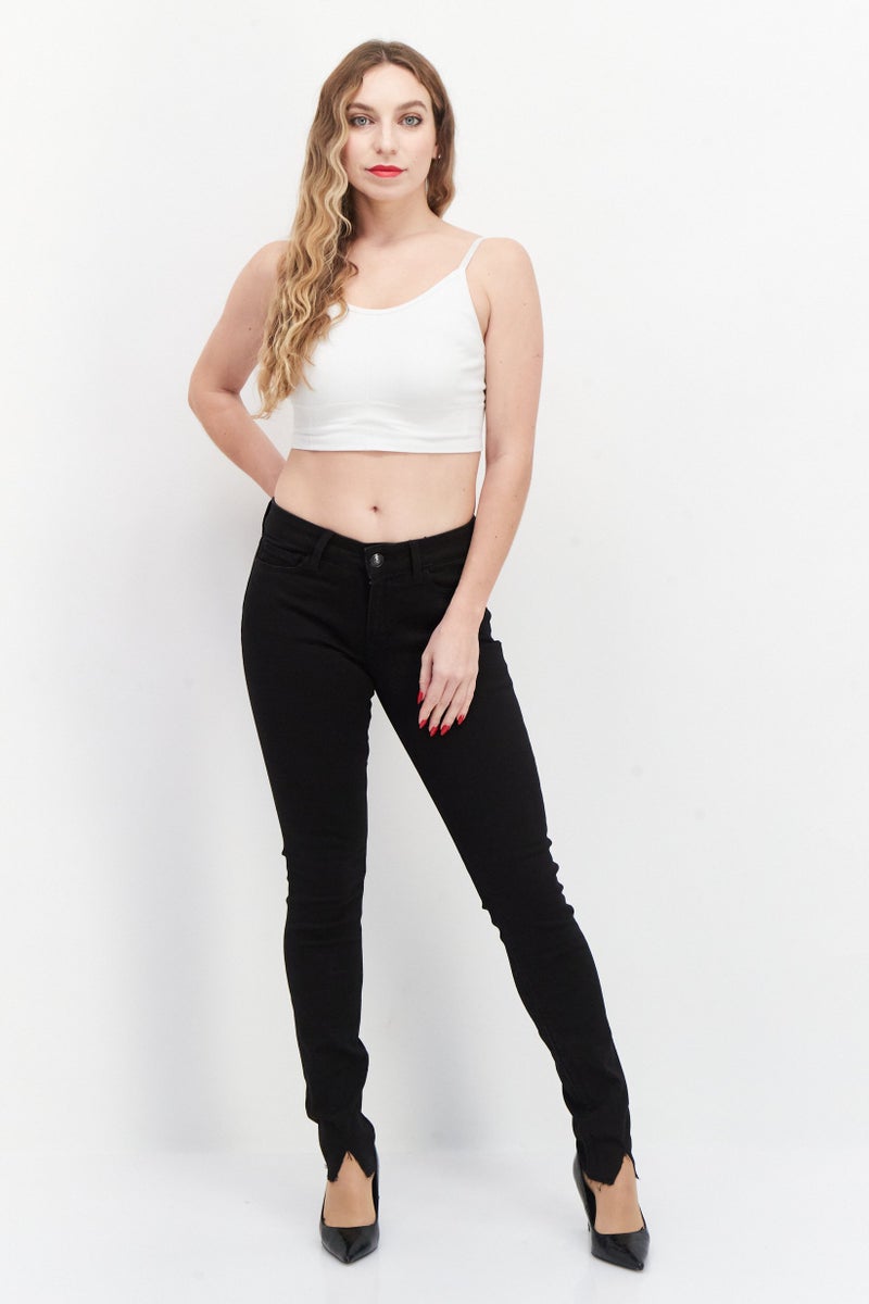 Replay Women Skinny Fit Stretchable Plain Denim Jeans, Black - Image 2