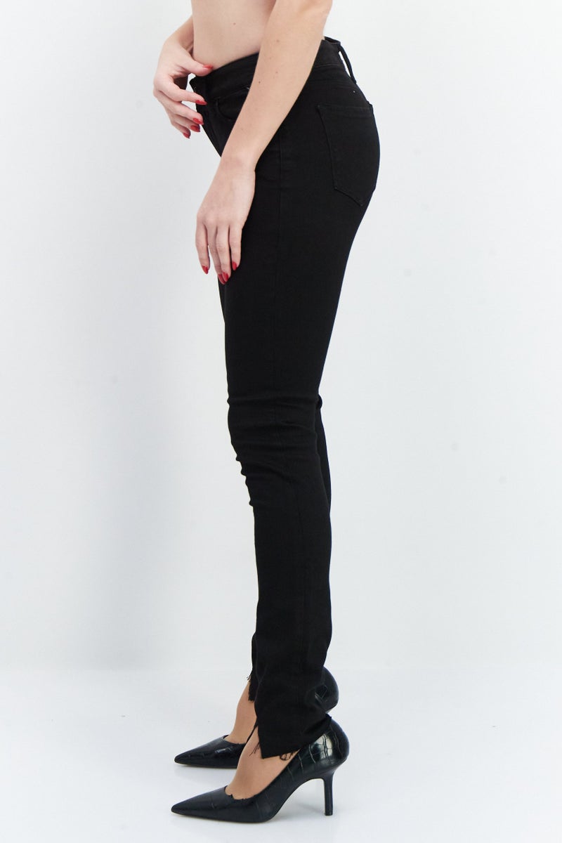 Replay Women Skinny Fit Stretchable Plain Denim Jeans, Black - Image 4