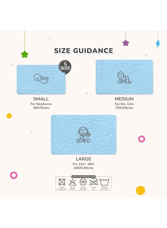 R for Rabbit شريحة بلايس المقاومة للماء سريعة الجفاف للرضع | قماش فليس مضاد للتكتل قابل للتنفس عالي الامتصاص لحماية سرير/مهد الطفل (الحجم-S، أزرق) - Image 3