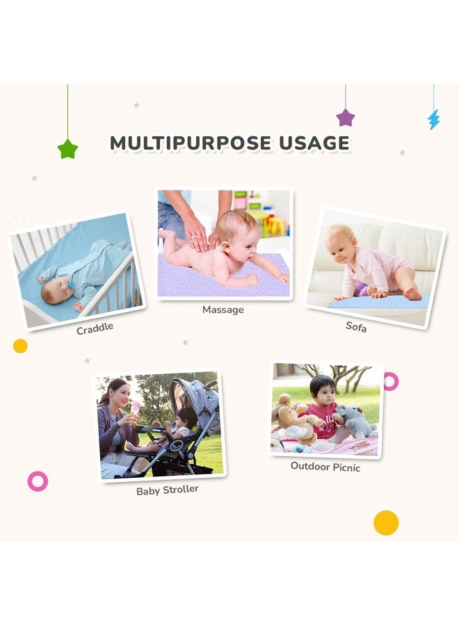 R for Rabbit شريحة بلايس المقاومة للماء سريعة الجفاف للرضع | قماش فليس مضاد للتكتل قابل للتنفس عالي الامتصاص لحماية سرير/مهد الطفل (الحجم-S، أزرق) - Image 4