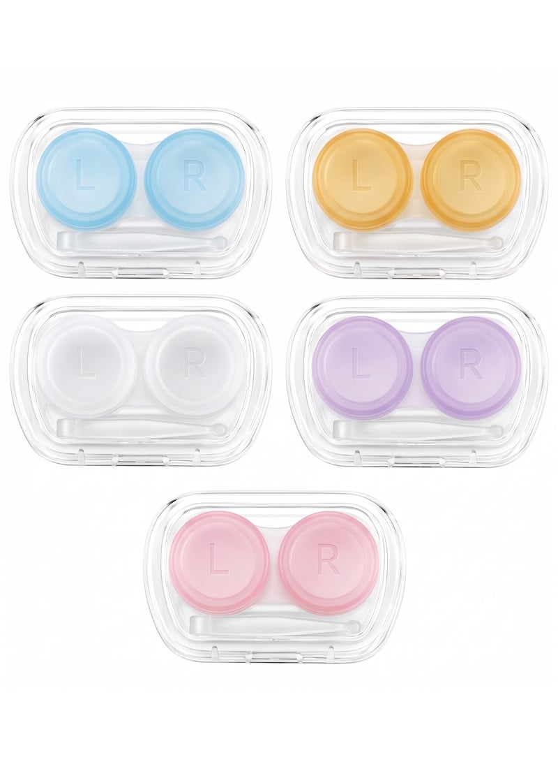 5 Pack Colorful Clear Travel Contact Lens Case Box Holder Soak Storage Container Bulk - Image 1