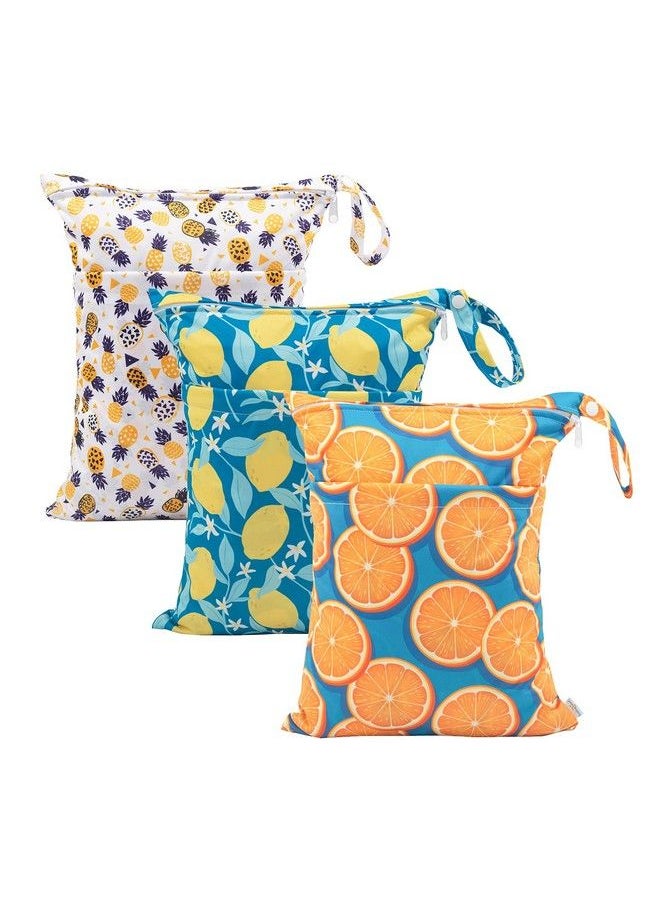 babygoal - Wet Dry Bags For Baby Cloth Diapers Washable Travel Bags Beach Pool Gym Bag For Swimsuits & Wet Clothes With Two Zippered Pockets 3 Pack 3Ln22 - Image 1