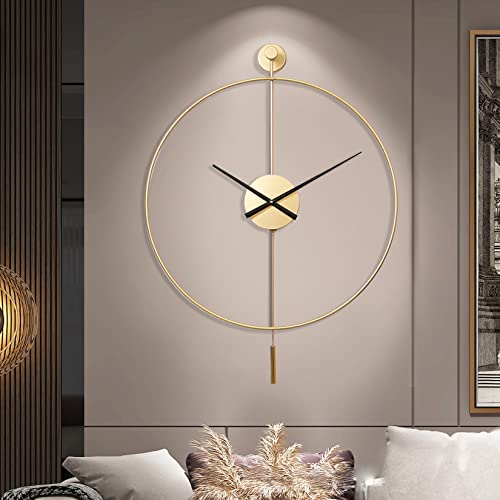 YISITEONE Classical Large Decorative Wall Clock with Pendulum, Modern Non-Ticking Silent Metal Wall Clocks for Living Room, Bedroom, Study, Office, 20‘’ - Image 2