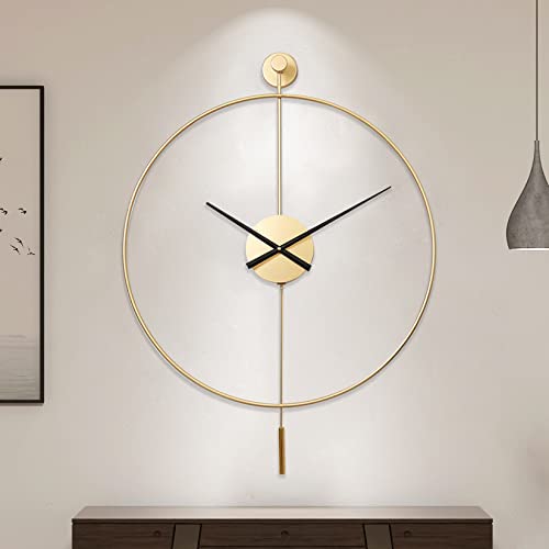 YISITEONE Classical Large Decorative Wall Clock with Pendulum, Modern Non-Ticking Silent Metal Wall Clocks for Living Room, Bedroom, Study, Office, 20‘’ - Image 1