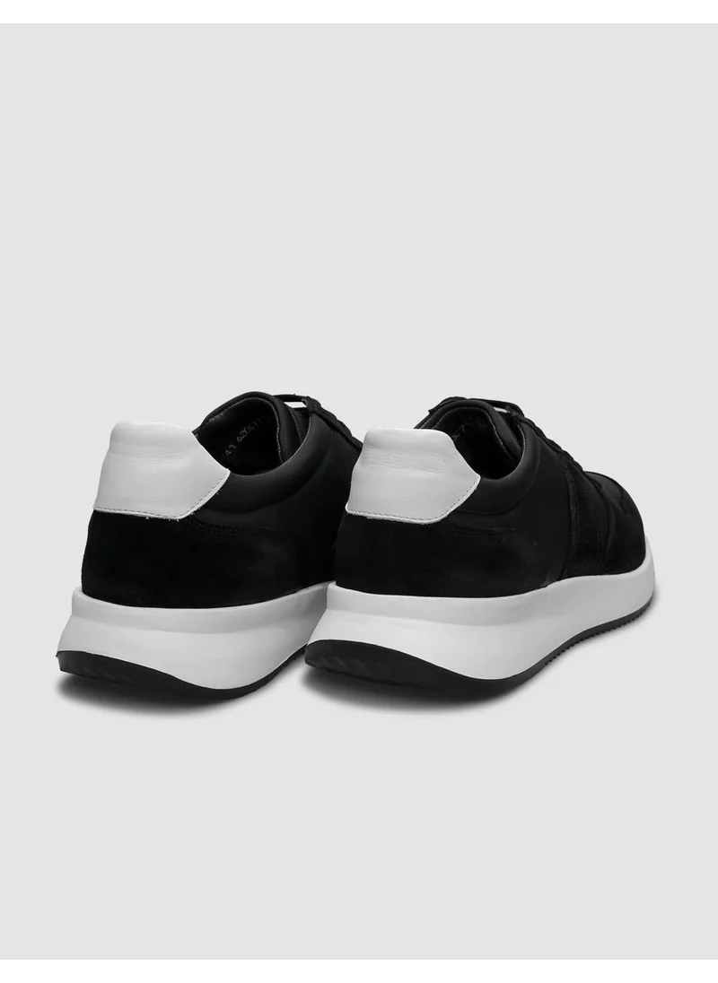 كاباني Leather Black Suede Lace-Up Men's Sports Shoes