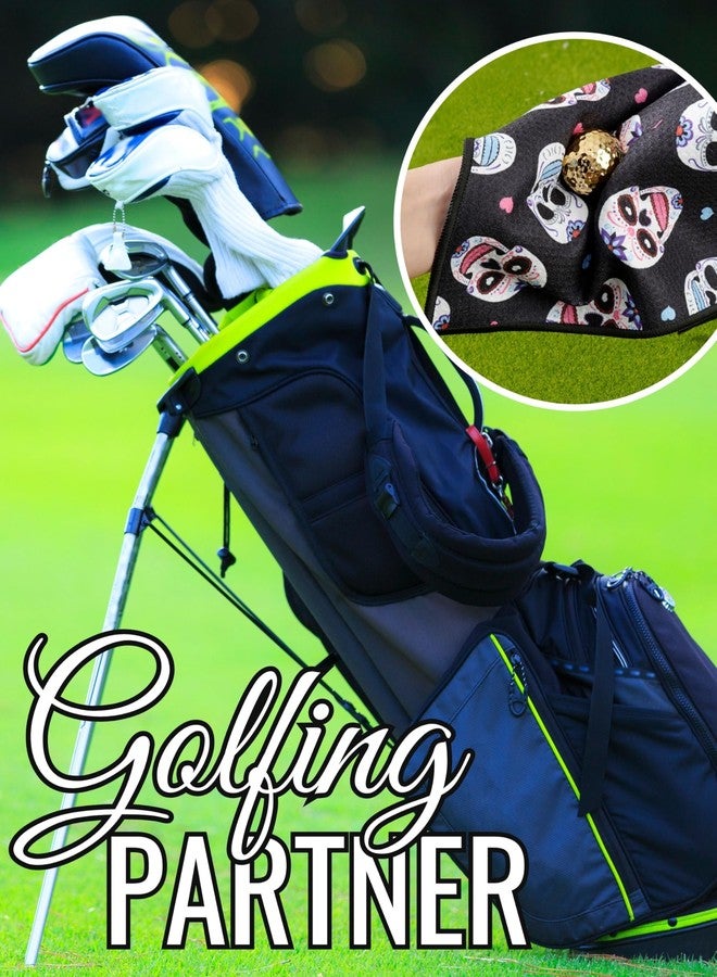 CybGene Sugar Skull Gifts Golf Towel, Sugar Skull Golf Gifts, 40 x 60cm Microfiber Golf Towel for Golf Bags for Birthday, Christmas - Image 3