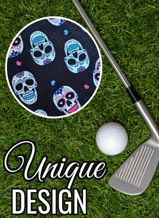 CybGene Sugar Skull Gifts Golf Towel, Sugar Skull Golf Gifts, 40 x 60cm Microfiber Golf Towel for Golf Bags for Birthday, Christmas - Image 2
