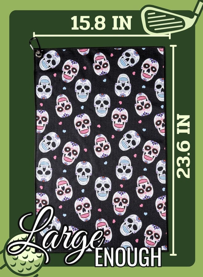 CybGene Sugar Skull Gifts Golf Towel, Sugar Skull Golf Gifts, 40 x 60cm Microfiber Golf Towel for Golf Bags for Birthday, Christmas - Image 5