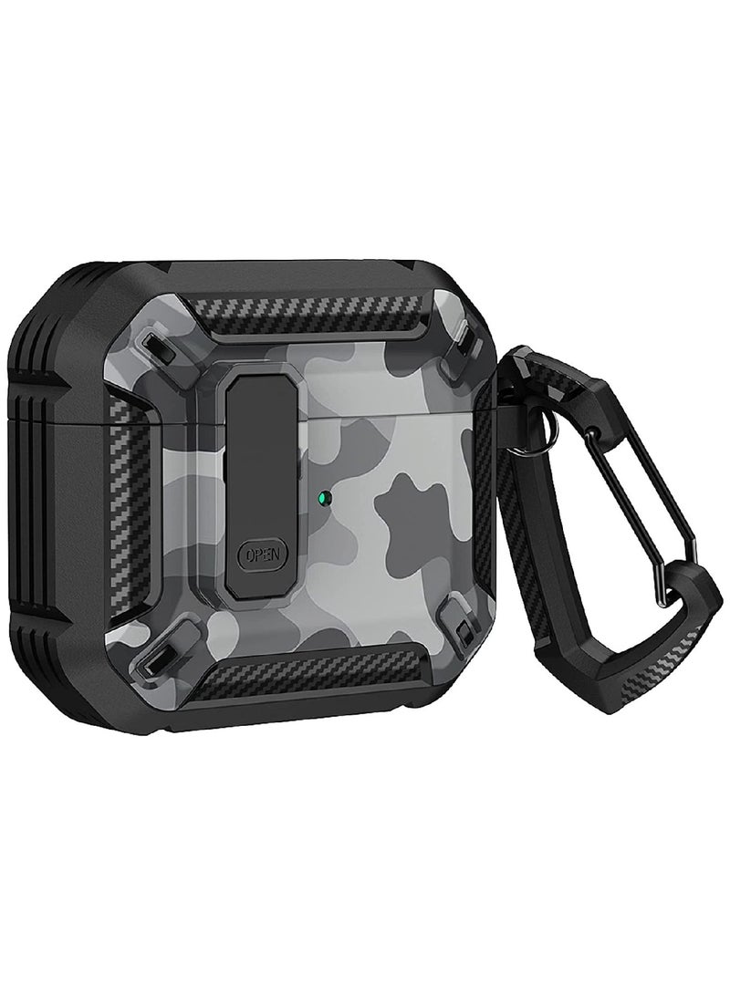 MOBM AirPods Pro Case with Carabiner – Shockproof Protective Cover Grey - Image 1