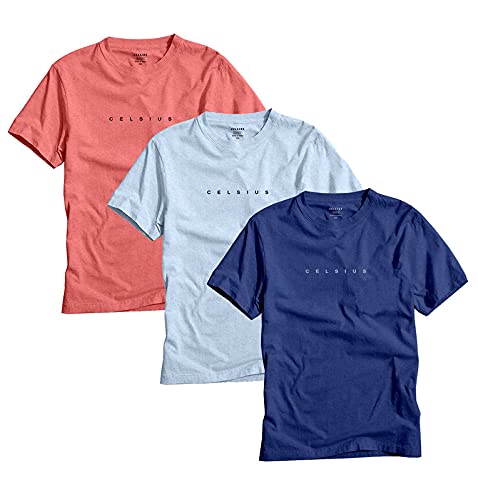 Celsius Men Polycotton Crew Neck Half Sleev Slim FIT T-Shirt (Pack of 3) (3012_356_3XL), Multicolour - Image 1