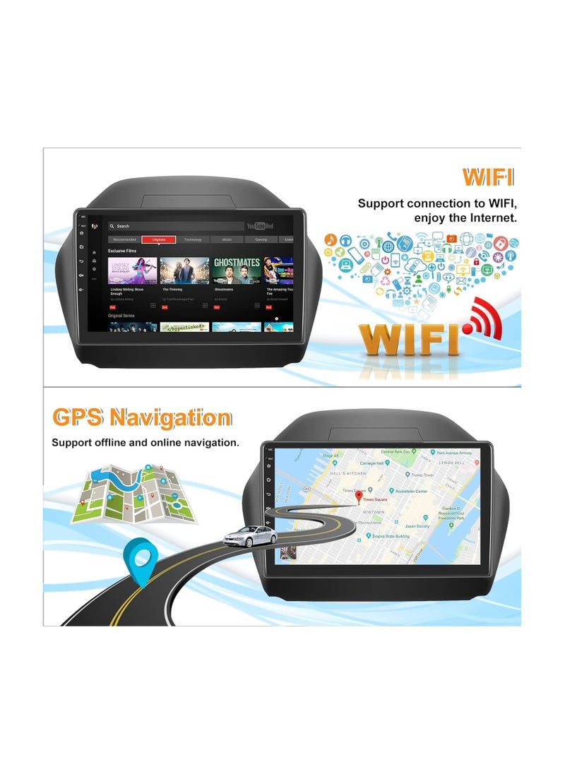 SHEZA STAR - Android Car Stereo for Hyundai Tucson IX35 2009 To 2015 6GB RAM 128GB ROM 10 Inch Support SIM Card, Apple Carplay,  Mirror-Link Wi-Fi BT, GPS Navigation,  IPS Touch Screen with Backup Camera Included - Image 1