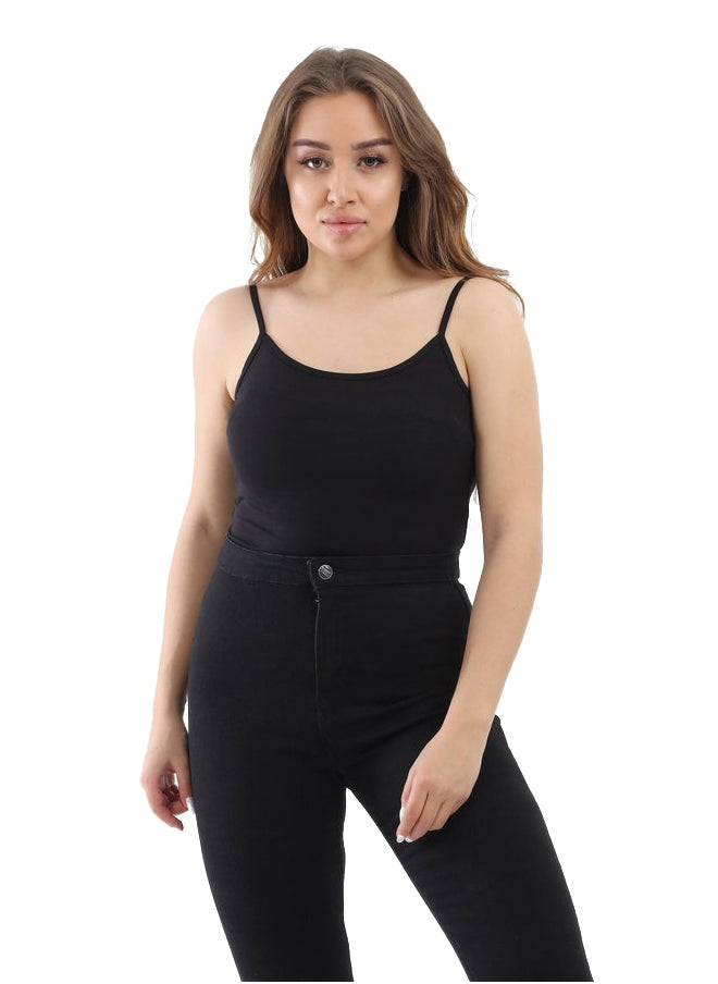 Carina - Carina Spaghetti Straps Plain Tank Top  - black - Image 1