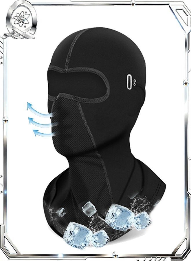 كوانتوم قناع وجه كامل قابل للتنفس، قناع وجه صيفي منعش مزود بفتحات للنظارات، حماية من أشعة الشمس فوق البنفسجية للدراجات النارية والعمل والتزلج - Image 1