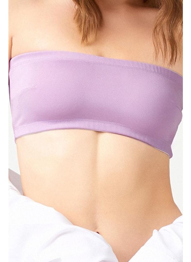COTTONHILL - Strapless Crop Top Bustier Lilac - Image 1