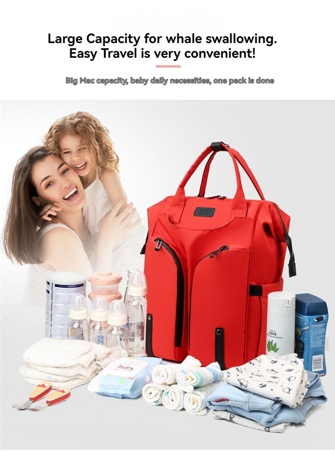 بيوينتي حقيبة أمي مزدوجة الكتف العصرية ذات القدرة الكبيرة ، حقيبة المشي العصرية للأطفال ، حقيبة عادية بسيطة ، حقيبة الأم والطفل اليدوية - Image 5