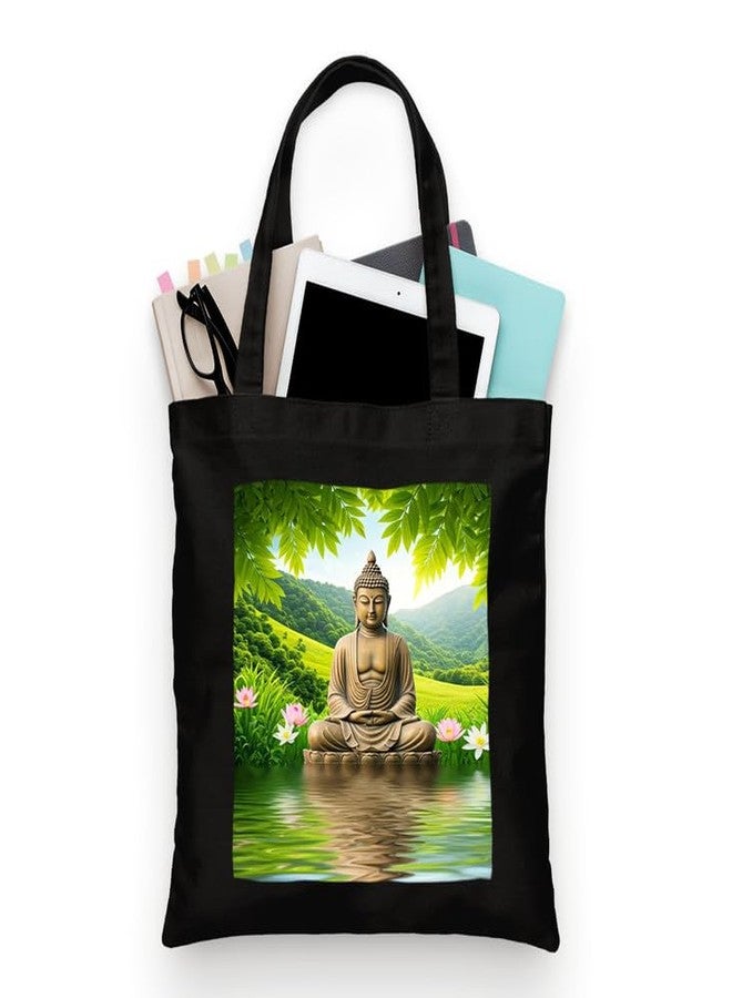 PrintingZone Buddha Canvas Printed Tote Bag For Women | Zipper & Pouch | Shopping/Grocery Bag | Multi-Purpose Bag | Reusable Eco-Friendly Cotton Handbags, Canvas Tote Bags For College(TB56) - Image 1