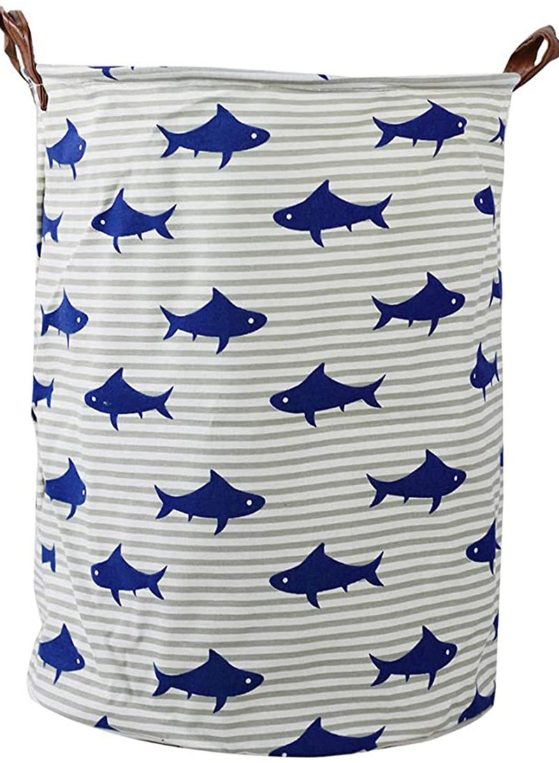 Excefore Large Storage Bin, Baskets, Open Storage Case, toys Storage Laundry Hamper Organizer for Box & Bins Nursey Baby Gift, Waterproof Storage Box Collapsible Toy Basket Shark Pattern, PE Coating - Image 1