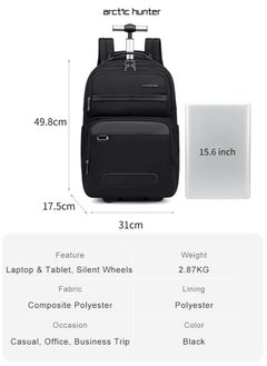 ARCTIC HUNTER Business Travel Roller Backpack, College Book Laptop Backpack, Office Rolling Backpack  - Image 3