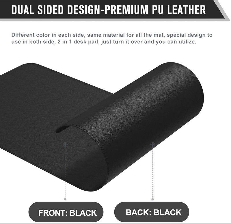 SHIDHMI Desk Pad, PU Leather Office Desk Mat, Dual Side, Ultra Thin, Extra Large, Waterproof Desk Blotter, Laptop Mouse Pad Table Protector for Office and Home (60 X 30 CM, Black) - Image 5