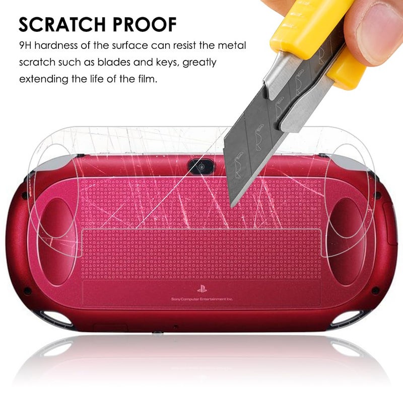 AFUNTA Screen Protectors Compatible Sony PlayStation Vita 1000 & Back Covers, AFUNTA 2 Pack (4 Pcs) Tempered Glass for Front Screen & HD Clear PET Film Compatible the Back PS Vita PSV PCH-1000 Film Accessory - Image 4