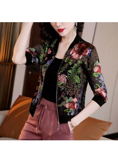 Generic 2024 Summer New Large Size Loose Fit Jacket Cardigan Top Short Jacket Trendy Printing Sun Protection Baseball Uniform For Women 3039# 