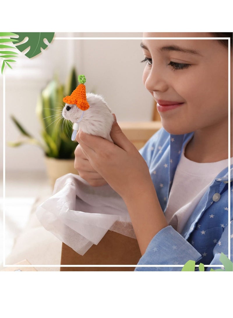 KASTWAVE قبعة هامستر قابلة للتعديل مجموعة من 4 قبعات حيوانات صغيرة قبعات محبوكة يدوياً ملابس ملحقات حفلات العطلات أدوات تصوير - Image 4