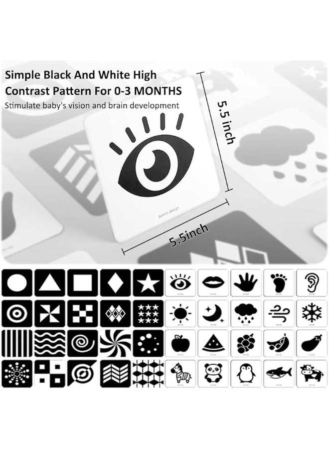 beiens High Contrast Baby Flashcards, Newborn Brain Development Toys, Visual Stimulation Learning Activity Cards, 20 PCs 40 Pages 5.5'' x 5.5'' Educational Infants Gift - Image 4