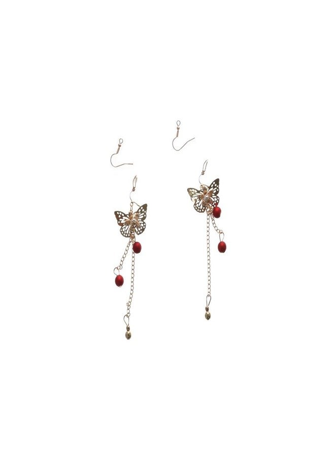 Pokinge Chinese Wedding Bride Hair Jewelry Set,Chinese Crown Wedding Hair Accessories Butterfly Hair Combs Tassel Alloy Headband Jeweled Bridal Wedding Tiara - Image 3
