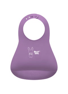 Generic ROXY-KIDS Soft Silicone Bib with Crumb Catcher Pocket – BPA-Free TPE, Adjustable Neck, Dishwasher Safe, Travel-Friendly, Purple, from 6 Months  - Image 1