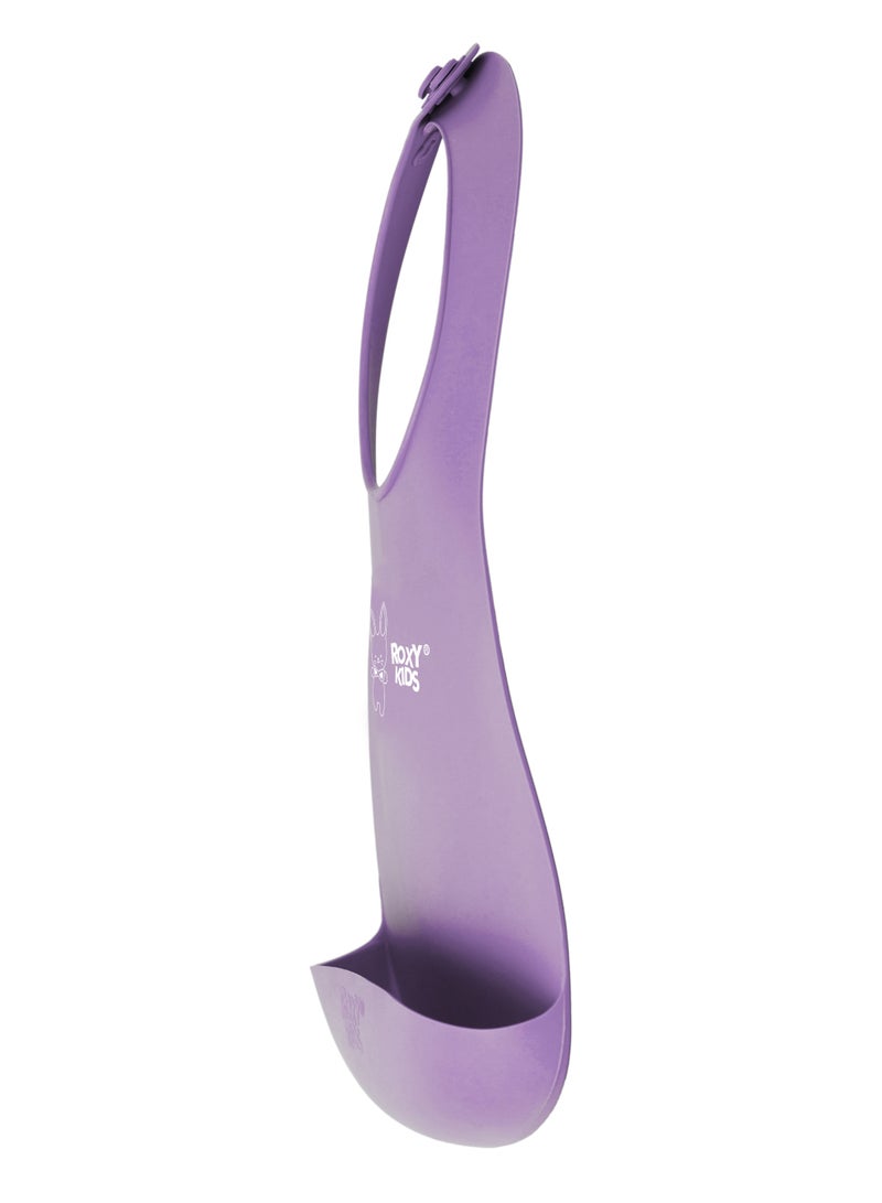 ROXY-KIDS Soft Silicone Bib with Crumb Catcher Pocket – BPA-Free TPE, Adjustable Neck, Dishwasher Safe, Travel-Friendly, Purple, from 6 Months - Image 5