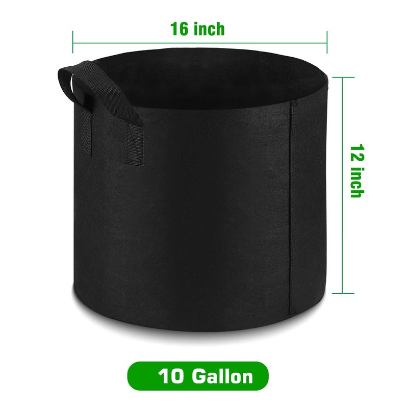 Lyincat 12-Pack 10 Gallon Grow Bags Heavy Duty Thickened Nonwoven Fabric Pots with Durable Handles - Image 2