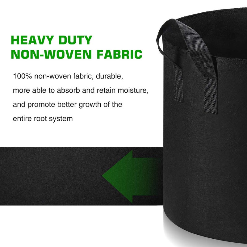 Lyincat 12-Pack 10 Gallon Grow Bags Heavy Duty Thickened Nonwoven Fabric Pots with Durable Handles - Image 5