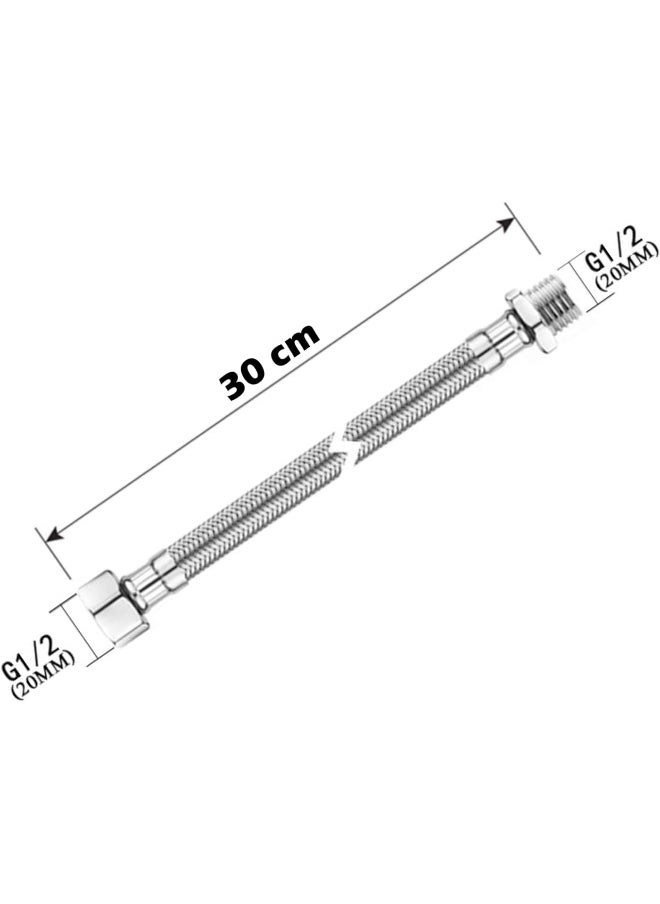 Biella 1/2 Inch Male And Female Corrugated Electrical Proof Pipe Braided Stainless Steel Flexible Conduit Metal Hose (30Cm)  - Image 2