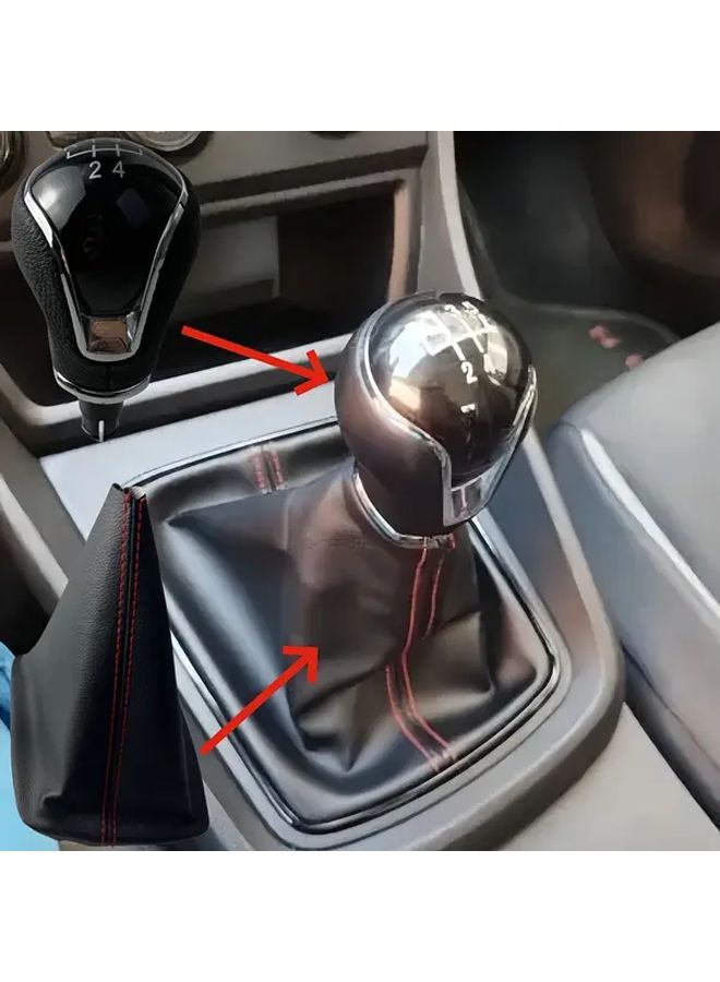 1 Pcs 6 Speed Manual Gear Shift Knob Head Lever Stick Pen For Seat Leon III 3 MK3 2012 2017 Faux Leather Red Line Black Line Gaiter Boot Cover - Image 4