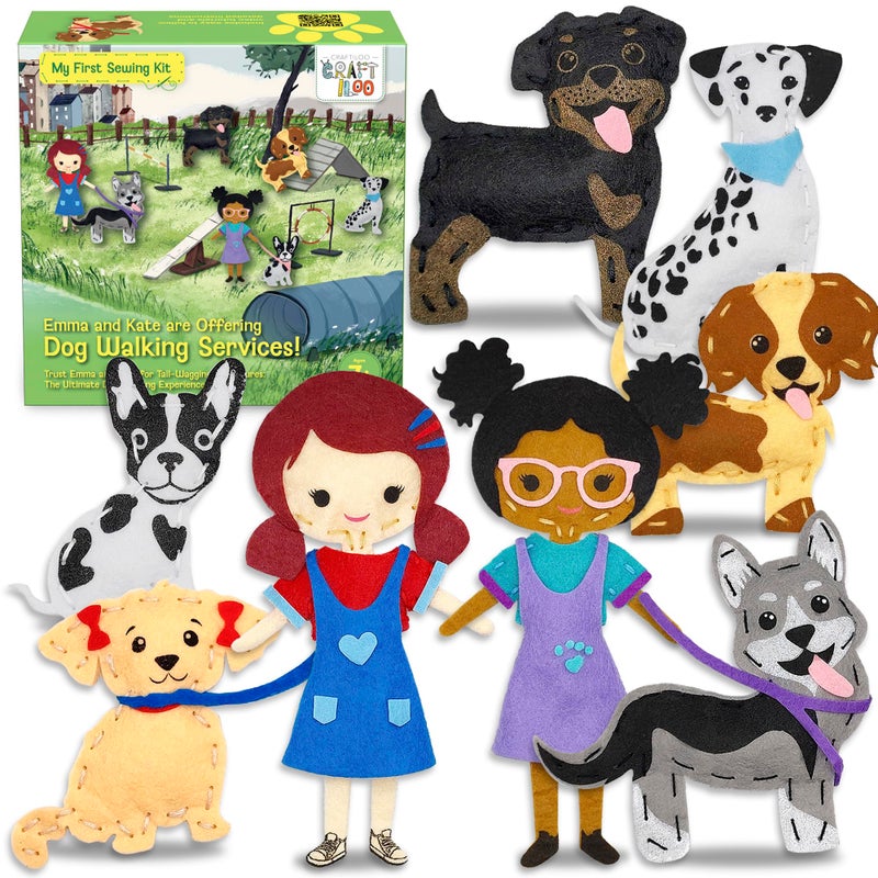 CRAFTILOO 8 PreCut Dogs Stuffed Animal Fun Kids Sewing Kit for Kids Ages 812 Children Beginners Sewing kit Kid Puppy Crafts Felt Pillow Plush Craft Kit Girls and Boys - Image 2