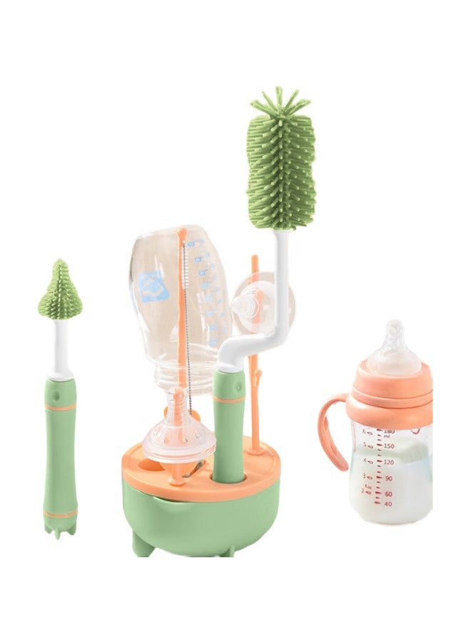 Doctor Ma Dr. Ma Baby Bottle Brush, Straw Brush, Cleaning Brush, Bottle Draining Rack, Storage Rack, Nipple Brush Set, Green, H2146 - Image 2