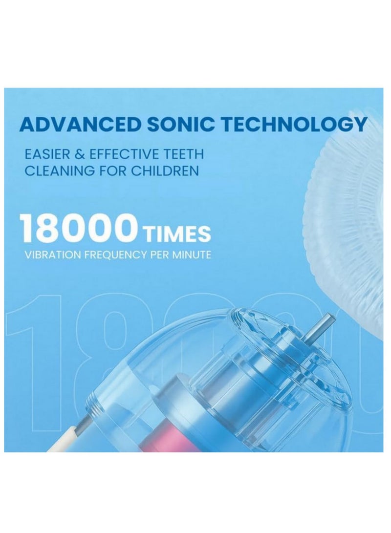 U Shaped 360 Degree Ultrasonic Electric Toothbrush for Kids Ages 2-6 with LED Lights Easy-Grip Silicone Handle for Sonic Teeth Cleaning Baby Toddler Toothbrush - Image 3