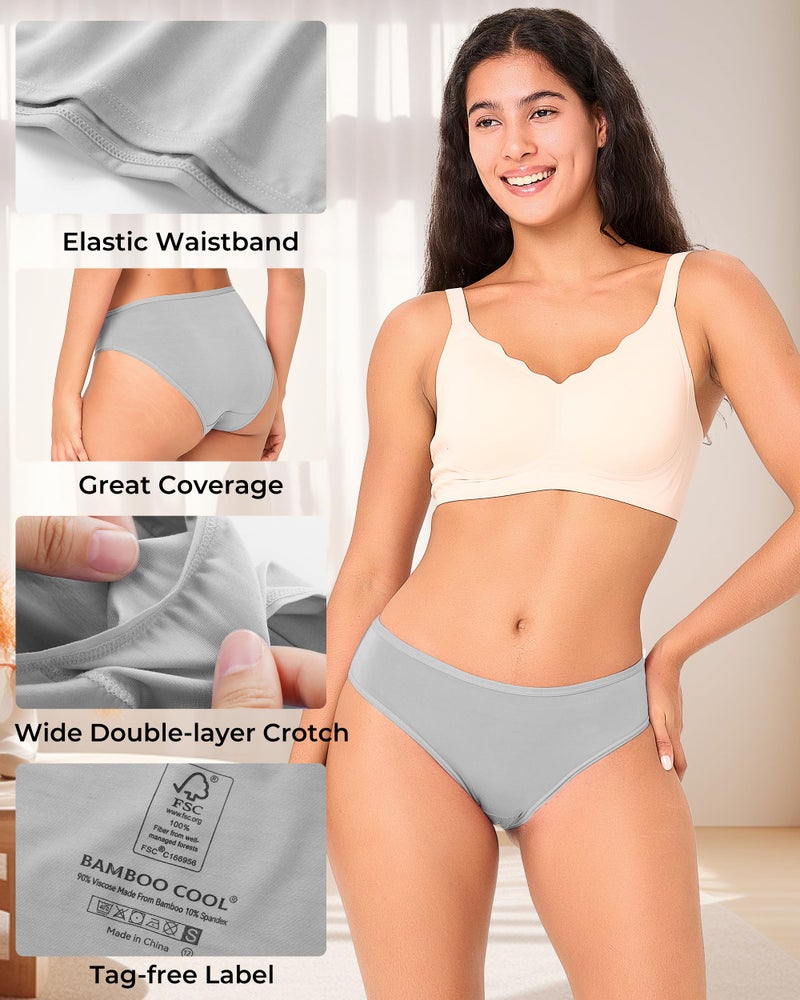 BAMBOO COOL Women's Cool Bikini Briefs for Women Lightweight Panties Stretchy Soft Breathable Underwear 5-pack - Image 2