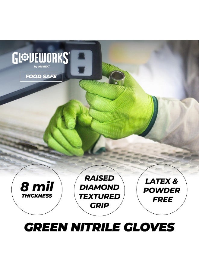 GLOVEWORKS HD Green Nitrile Industrial Disposable Gloves, 8 Mil, Latex-Free, Raised Diamond Texture, Medium, Box of 100 - Image 4